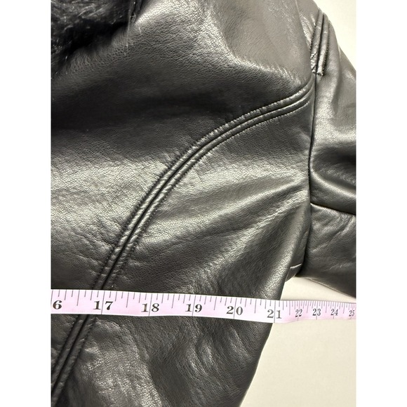 I.AM.GIA black faux leather faux fur trim jacket. Sz L - Picture 5 of 15
